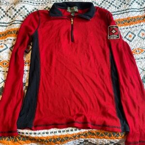 Ralph Lauren Active Long Sleeve waffle knit shirt with 3/4 zip and logo on back